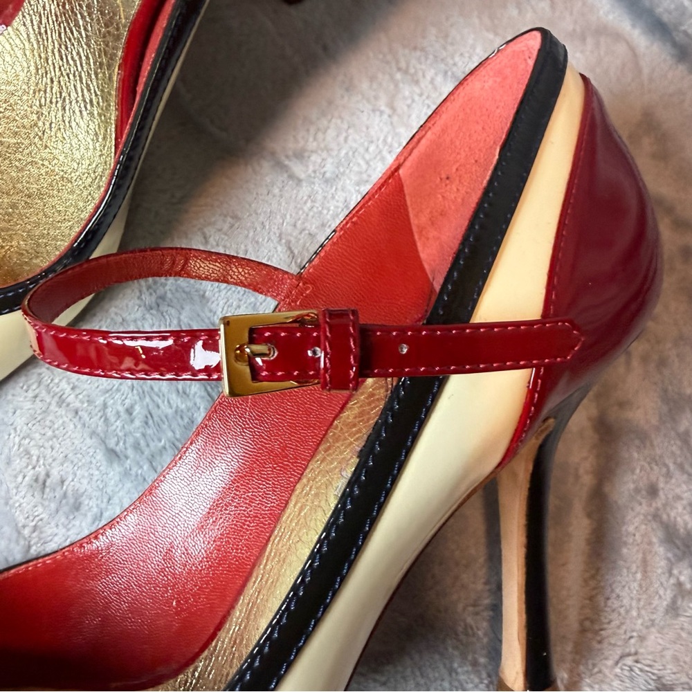 DSQUARED2 Red and Cream Mary Jane Heels - Picture 6 of 12